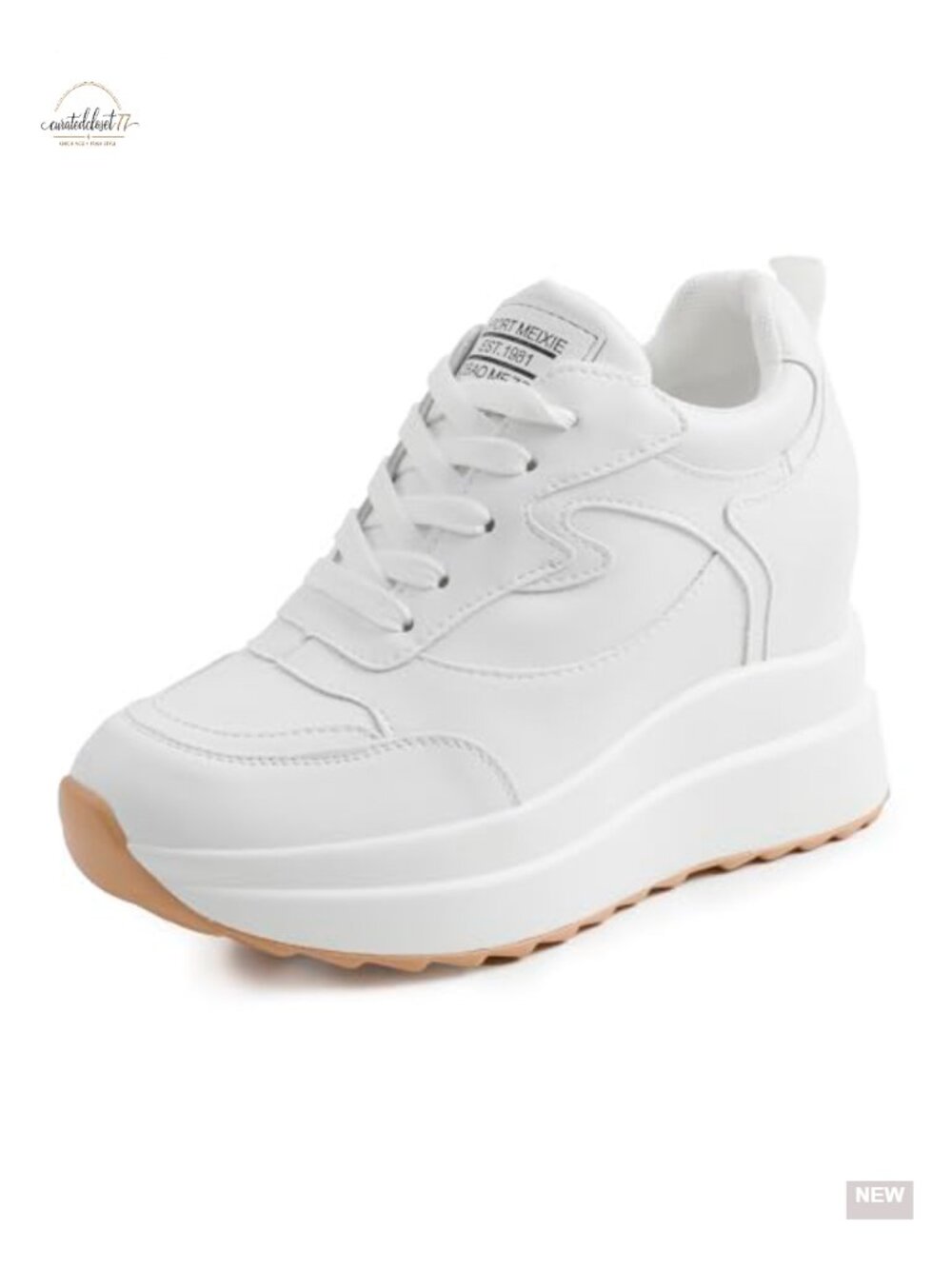 Platform Sneakers Hidden Heel Wedge Leather Upper Lace Up Fashion Sneakers